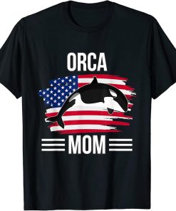 USA Flag 4th Of July Mother"s Day Merica Orca Mom T-Shirt